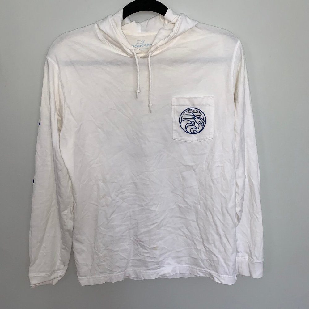 Vineyard Vines White Hooded Pullover Pocket